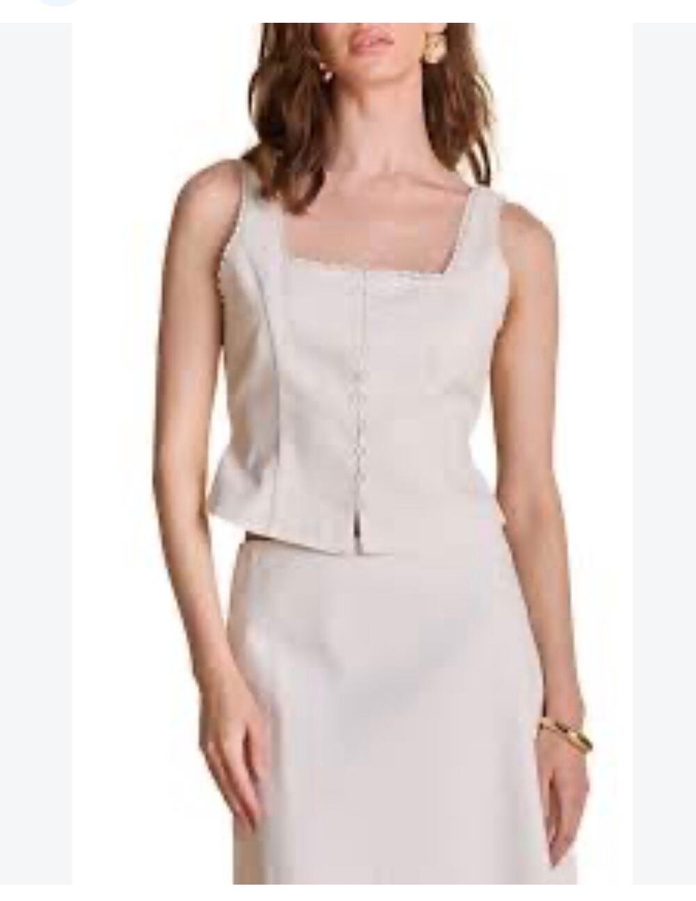 Endless Rose Lace Trim Cropped Corset Top White M
